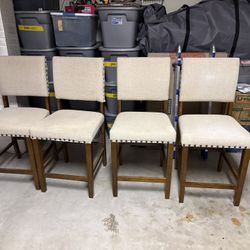Set Of 4 Bar Stools Wood