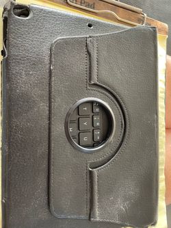 Black Leather Rotating Tablet Case with Keyboard