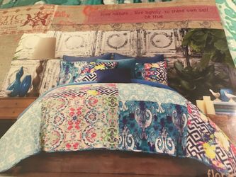 Tracy Porter Poetic Wanderlust “Florabella” Boho Comforter & Sham, Plus Coordinating Florabella Toss Pillow; Hard To Find New In Original Package