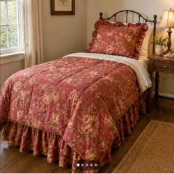Floral Comforter Set with Bed Skirt and Sham