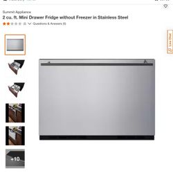2 cu. ft. Mini Drawer Fridge without Freezer in Stainless Steel