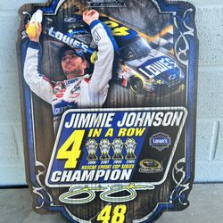 Jimmie Johnson 4 Wins in a Row Wood Sign