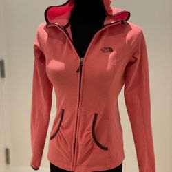Womens The North Face Pink Full Zip Fleece Light Hoodie Jacket RARE Size XS