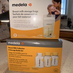 Medela milk storage bottles and breast milk storage bags