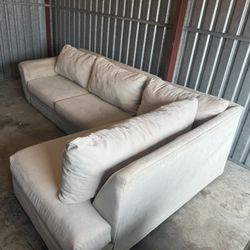 Beige Two Piece Sectional Couch 