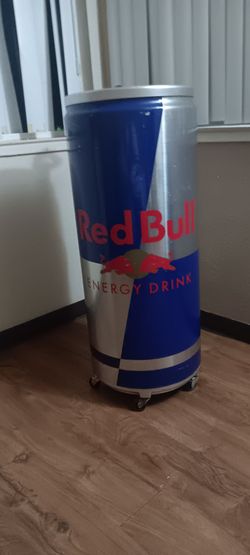 Red Bull can fridge cooler on wheels