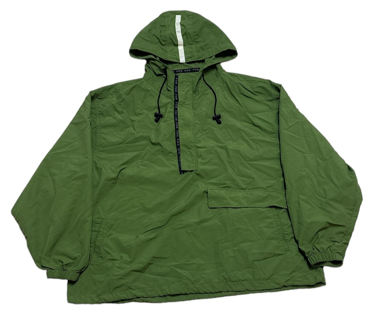 London Fog Windbreaker Jacket Men’s XL Green Black Half Zip Activewear Hooded