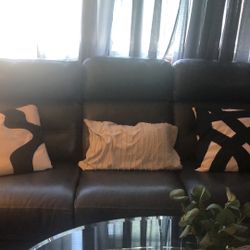 Living room set reclining couch, reclining loveseat, and matching coffee and end tables