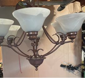 Bronze Chandelier with Frosted Glass Shades
