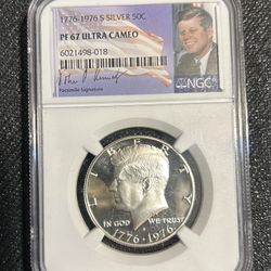 Kennedy Half Dollar Coin 1(contact info removed) Silver 50C PF 67 Ultra Cameo NGC