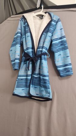 Kids Hooded Fleece Robe with Fish Print 14/16