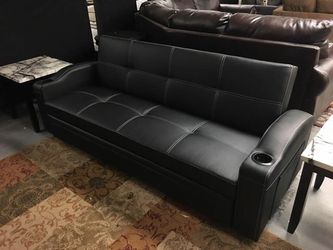 3 IN 1 BLACK FUTON/SOFA BED WITH CUP HOLDERS NEW