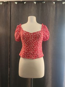 Red Floral Top size  Small