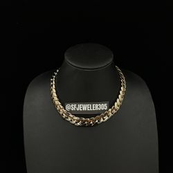 16MM 18”  (288 Grams), 14K Yellow Gold over. 999 Silver, Cuban Link Chain