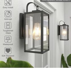 Pia Ricco Outdoor Wall Lights, Matte Black Exterior Light Fixtures 14 Inch