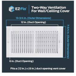 12'' x 6'' Duct Opening Steel Three-Way HVAC Air Vent Cover Registers For Wall