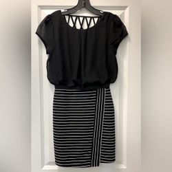 Black Mini Dress With Pencil Skirt And Blouse Size SMALL