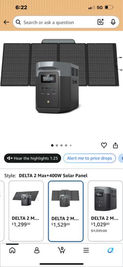 Solar Generator with solar panel, brand new. Never been out of boxes. EcoFlow DELTA 2 Max + 400W Solar Panel