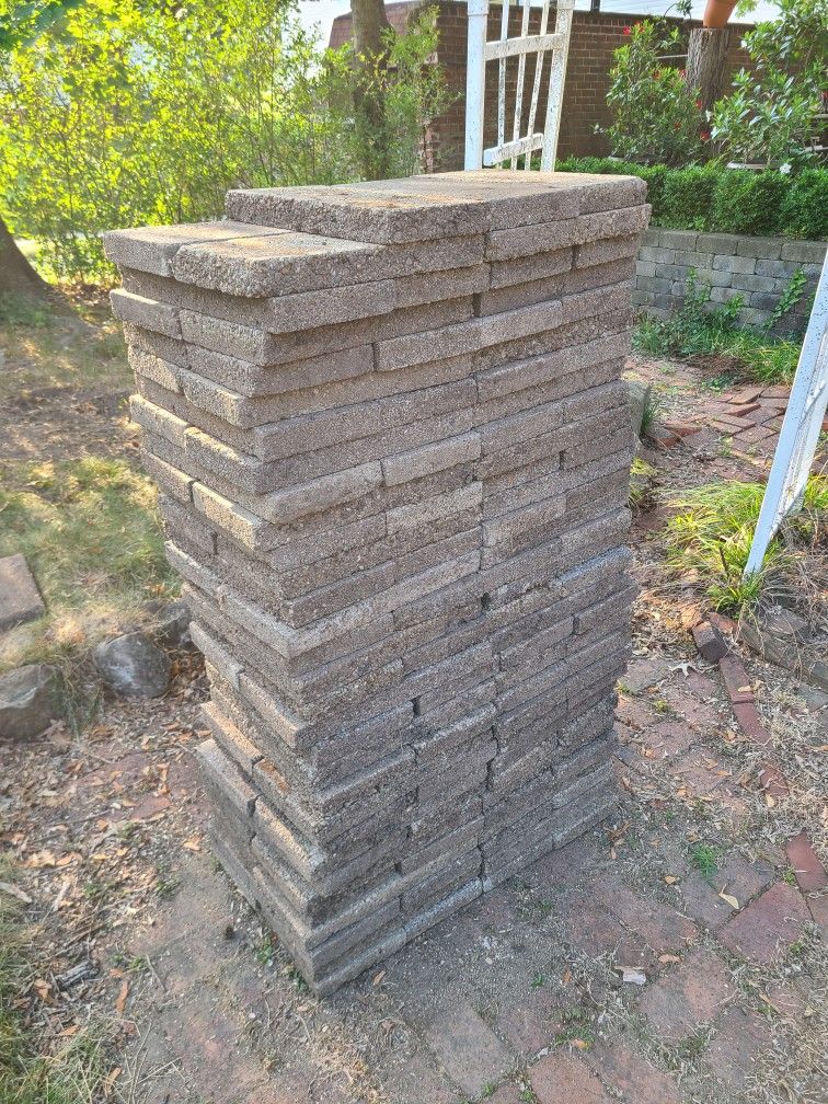 Large Stack of Gray Rectangle Concrete Patio Stone 16" X 8" X 2" 113 Pcs Concrete Pavers