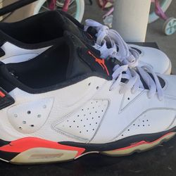 Men's Nike Air Jordan 6 VI Retro Low White Infrared 23 Black Size 12 304401 123