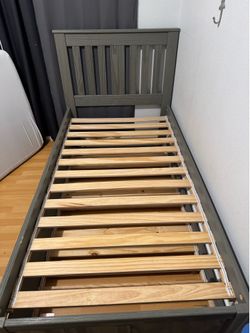 Twin Bed Frame with Slatted Base plus trundle