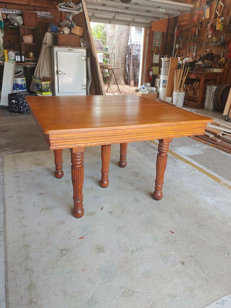 Antique Oak Five Legged Dining Table