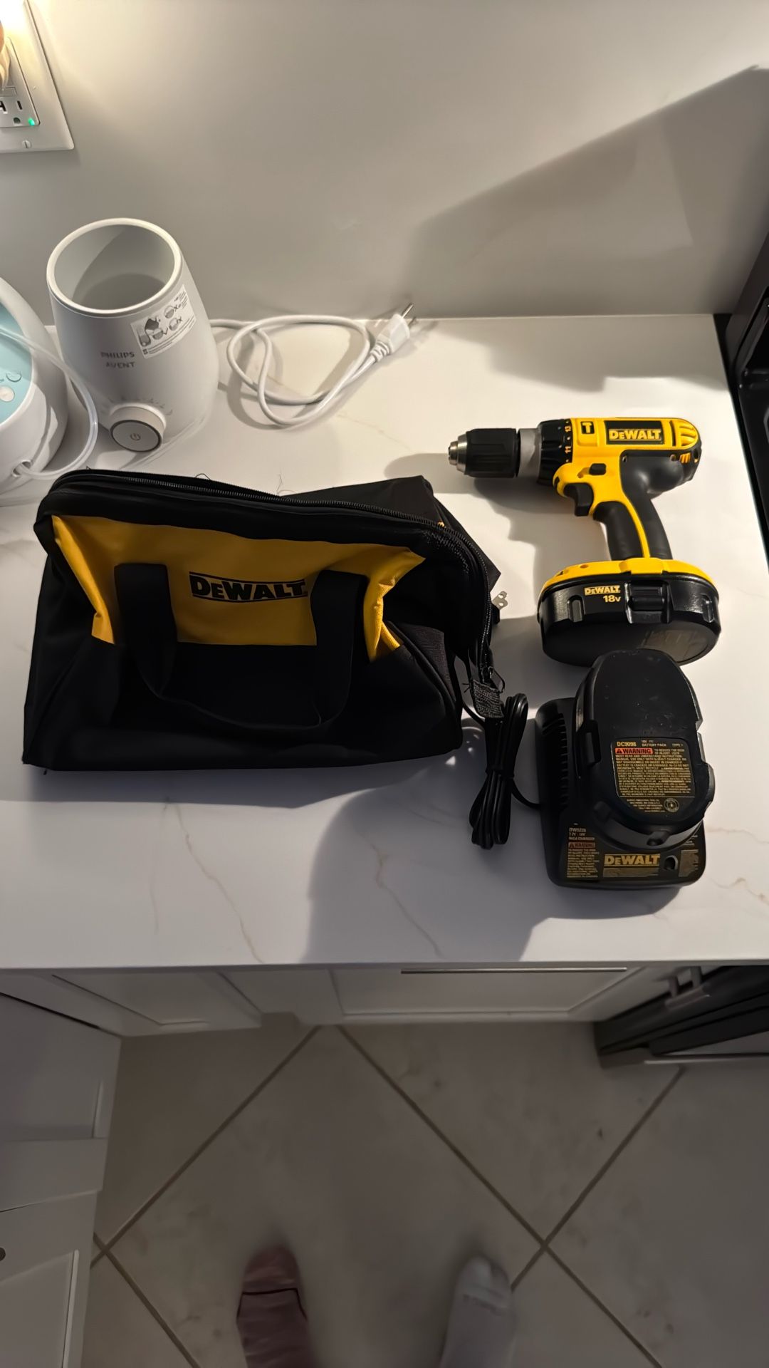 DeWalt DC725 Hammer Drill w/ Charger, two Batteries Set with Carry Bag