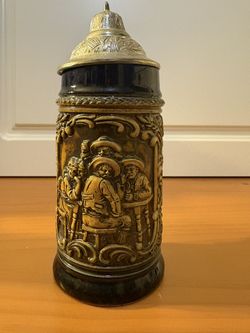 Vintage W. Germany Original GERZIT "Infroher Rund" Einguter Trunk Beer Stein 7”