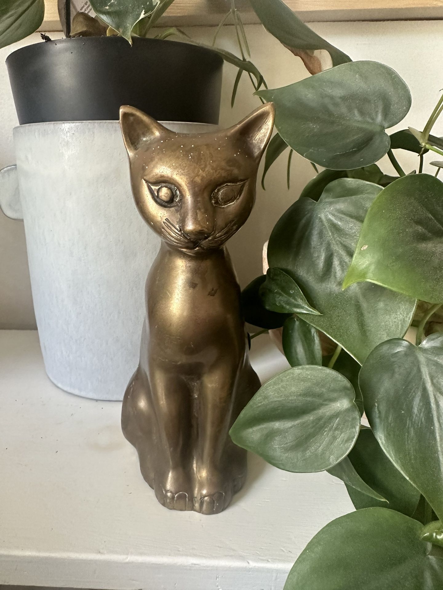 Vintage Mid Century Brass Cat Statue