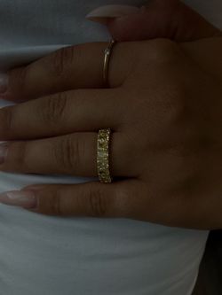 2CT Fancy Yellow Radiant Cut Lab Grown Diamond Full Eternity Band Ring 14k Yellow Gold