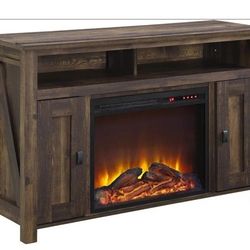 Rustic Ameriwood Home Farmington Electric Fireplace TV Console for TVs up to 50"