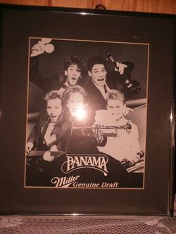 Sign picture 5 Miller beer I don't know who the group is the signature is etched in the picture you have to turn it so you can see it