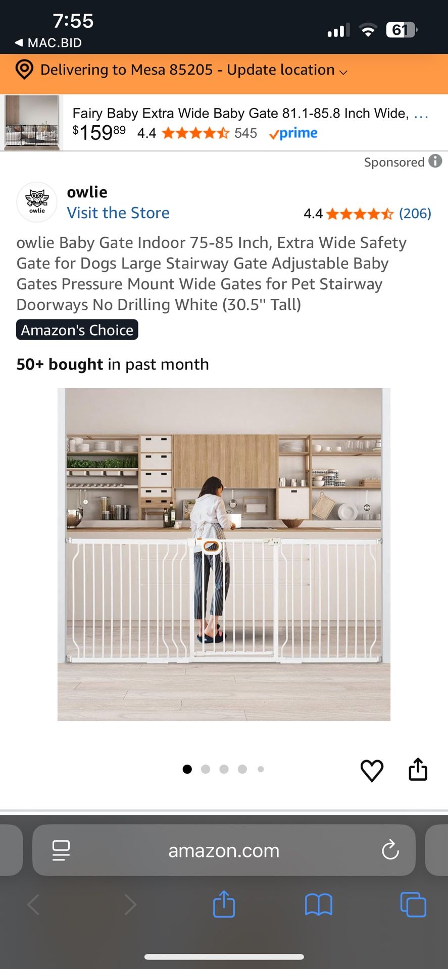 Owlie Extra Wide Safety Baby Gate 