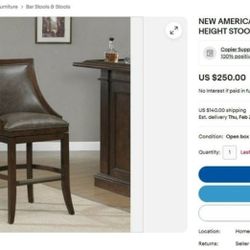 2 New American Heritage Billiards Galileo Bar Stools Leather