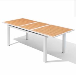 83 in. Rectangular Aluminum Outdoor Dining Table with Extension Brown Top