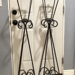 Set of 2 Large 54” Metal Lantern Candle Holders Floor Decor Black Iron Elegant  ( Both For $75 ) 