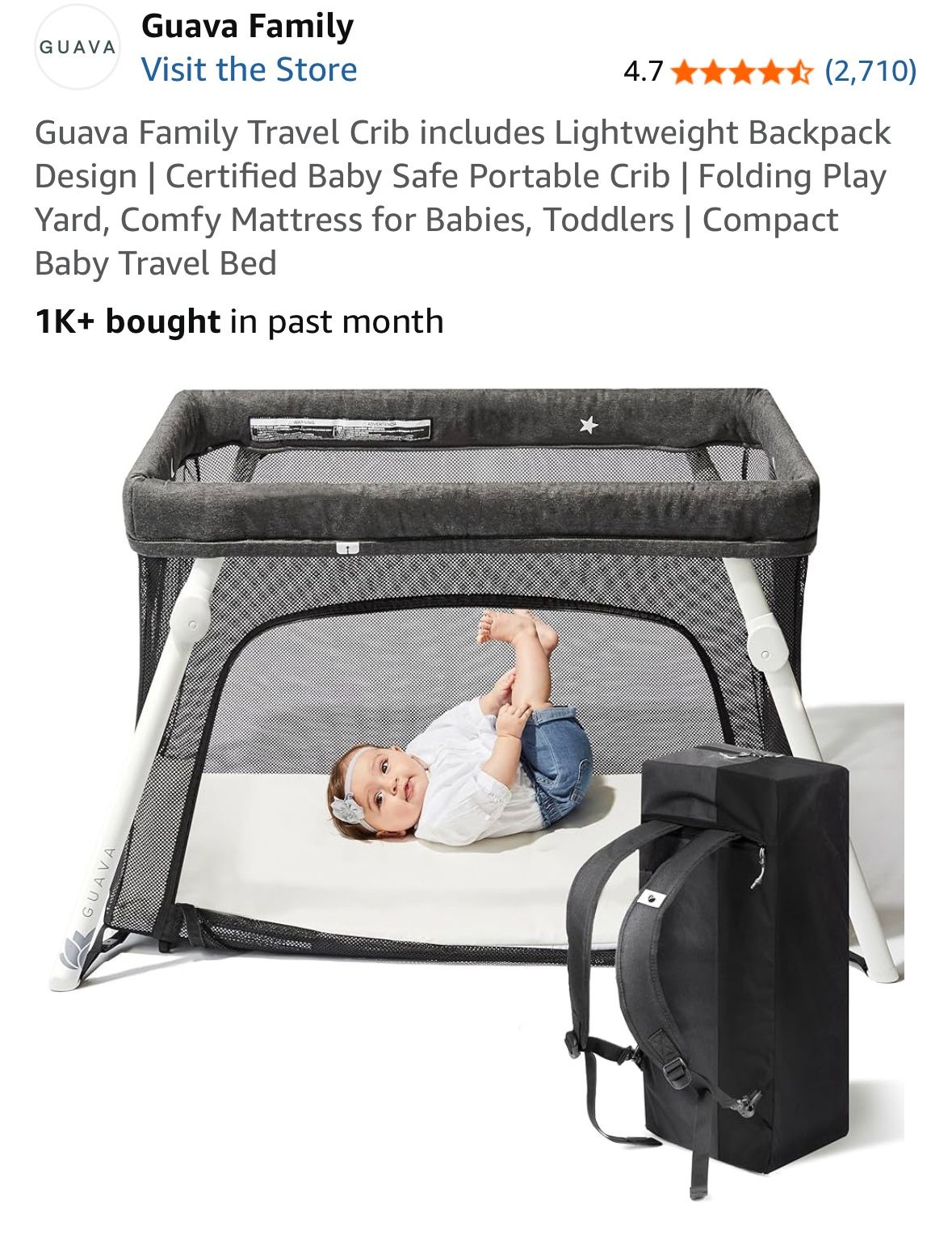 Guava Lotus Travel Crib with Bassinet Conversion Kit