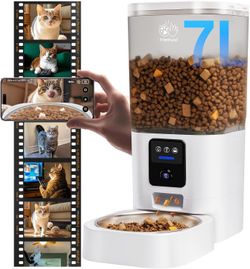 Frienhund Smart Pet Feeder with Camera, 5G WiFi Automatic Food Dispenser with 7L Large Food Storage Container - 29 Cup