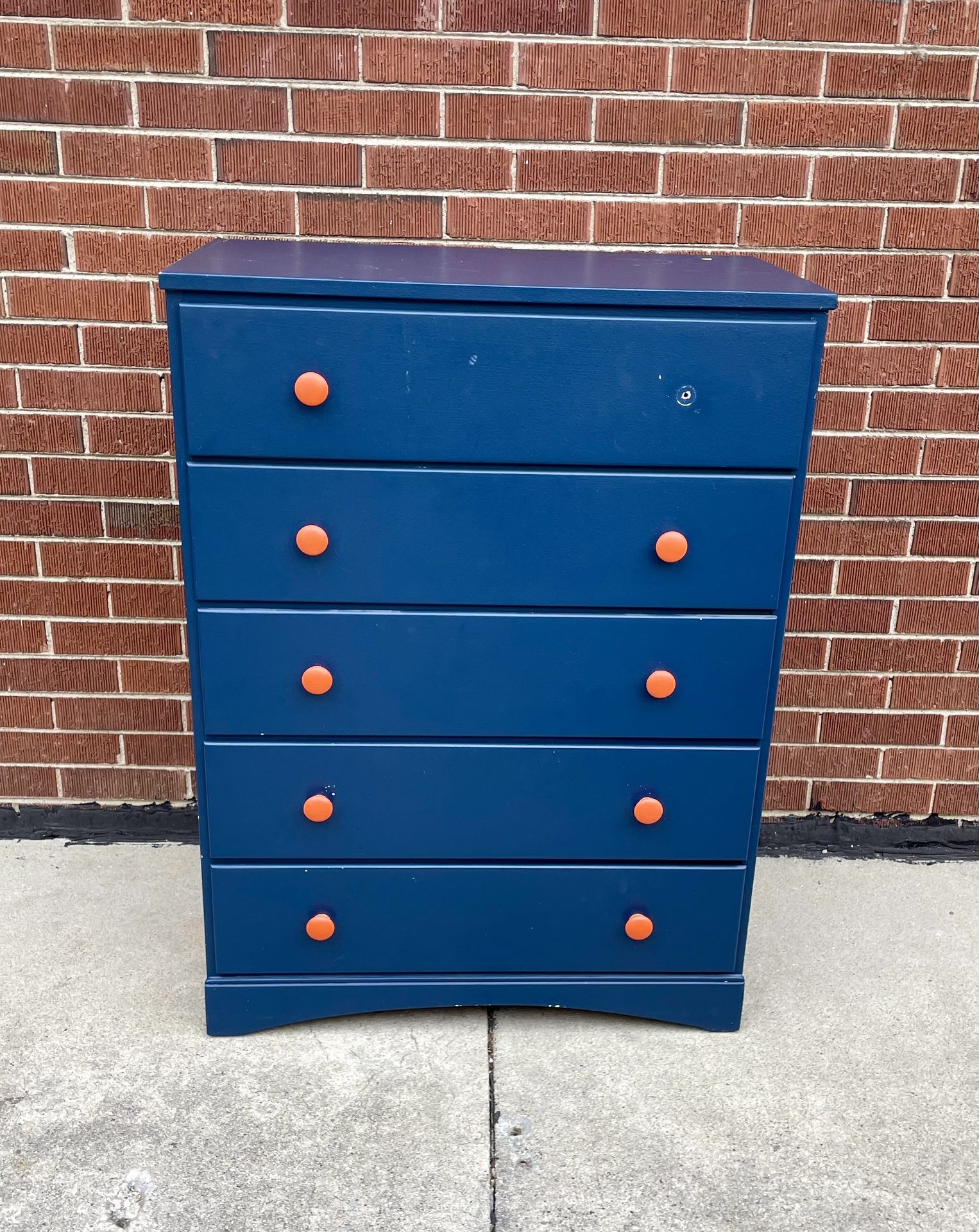 Solid Wood 5 Drawer Dresser Blue Chest Tall