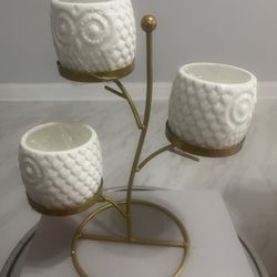 Beautiful and Elegant White and Gold Candle Holder Candelabra.