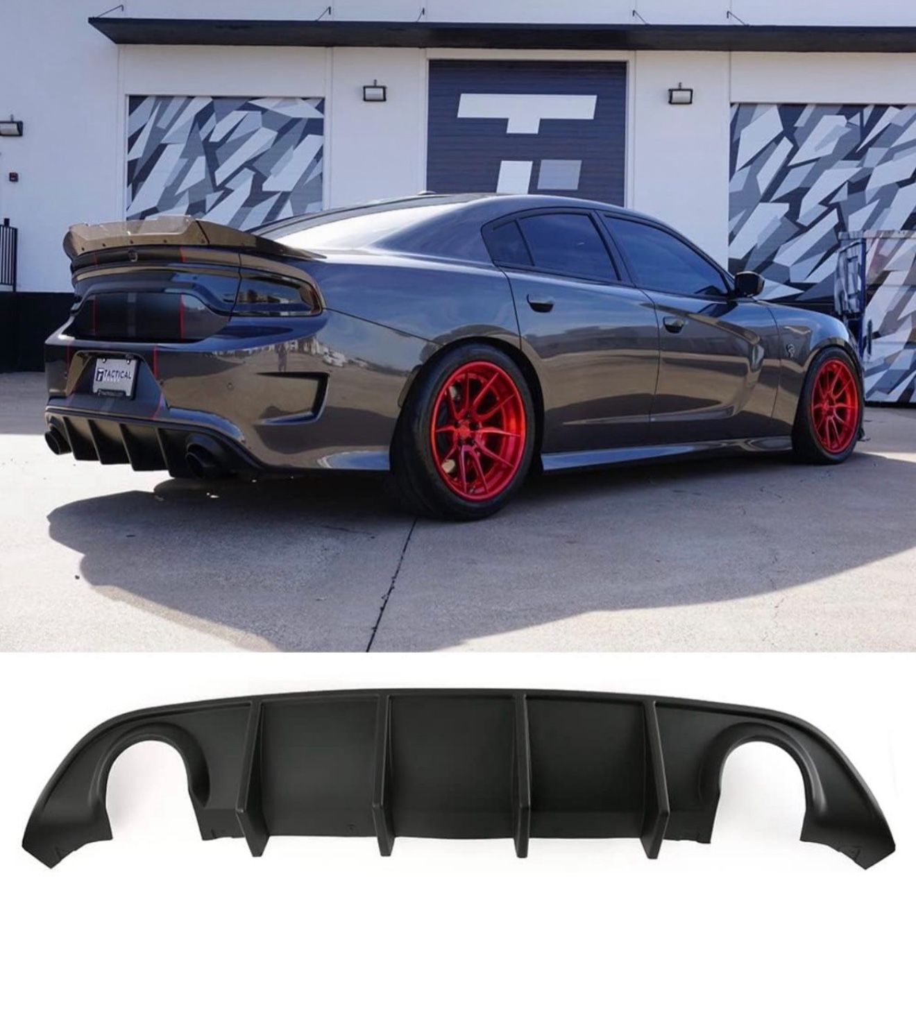RoyalPartsw Rear Lip Bumper Diffuser V3 Style PP Splitter Spoiler Valance Chin Diffuser Body kit OE Style Compatible with 2015-2022 Charger SRT Non Wi