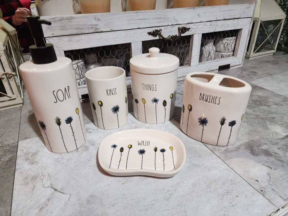 RAE DUNN WILDFLOWER BATHROOM SET 125 OBO