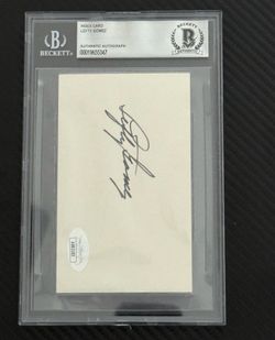 Lefty Gomez BAS Auto 3x5 Index Card Yankees HOF 1972 Signed Slab