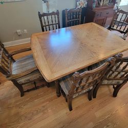 Oak Family Kitchen Table With 6 Chairs