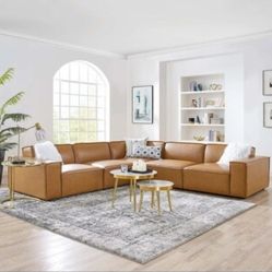 Restore 5-Piece Vegan Leather Modular L-Shaped Sofa