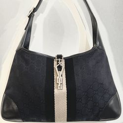 GUCCI GG Y2K Vintage Jackie Line 001 4057 Black Hobo Shoulder Bag Purse Great Condition Medium Size
