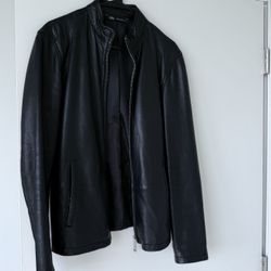 Zara Men’s Leather Jacket Black Size M Like New