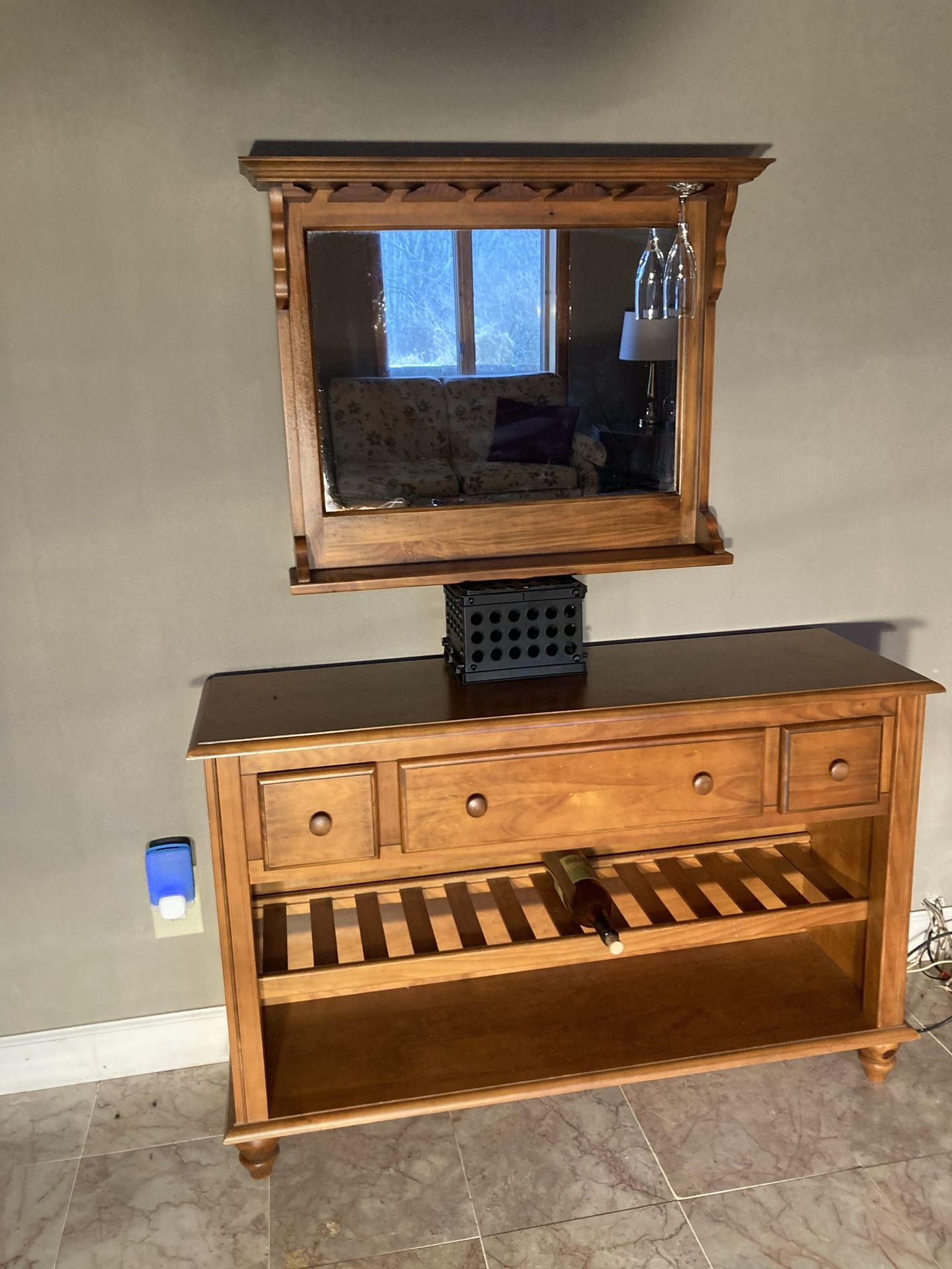 Table And Mirror Use As Bar Or Under Tv Console
