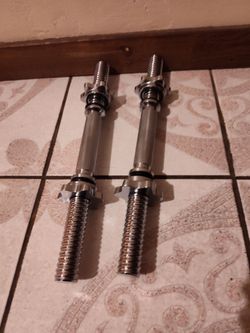 Yes4All Threaded Dumbbell Handles, 14/16/18/24 Inch Dumbbell Bar Pair, Chrome/Rubber Grip, Fit 1.15" Plates, 4 Star-Lock Collars with Loose-Resistant 