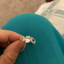 Real 925 Sterling Silver White Sapphire Wedding Ring Size 7